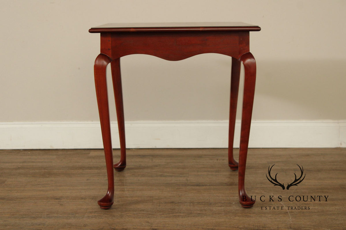 Queen Anne Style Bench Made Pair of Cherry End Tables