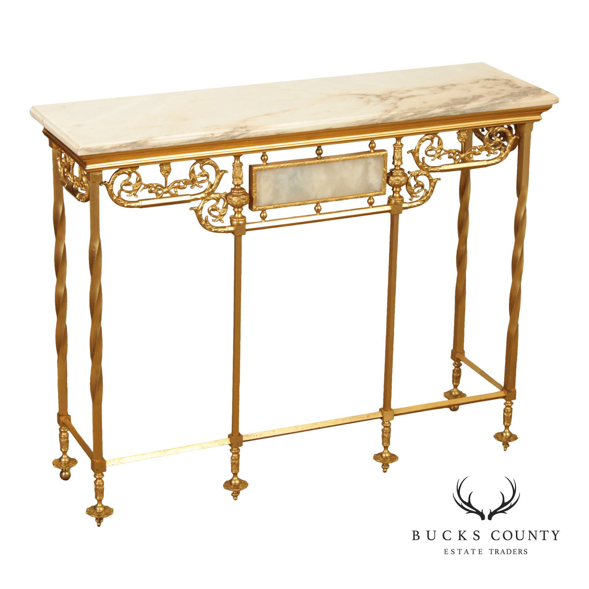 Italian Marble Top Gilt Bronze Console Table