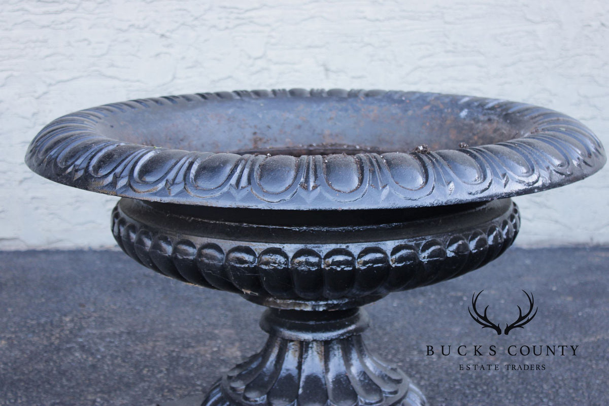 Large Cast Iron Pair Of Garden Urn Planters