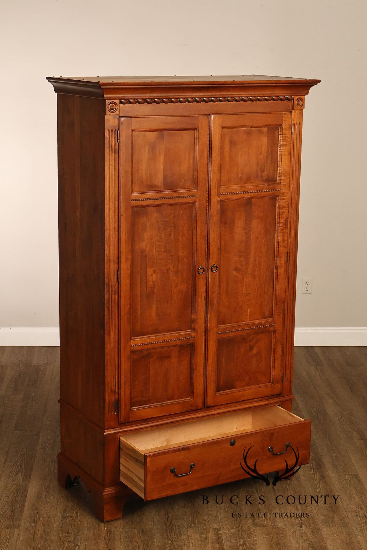 Ethan Allen Country Crossings Maple And Birch Two-Door Armoire Cabinet