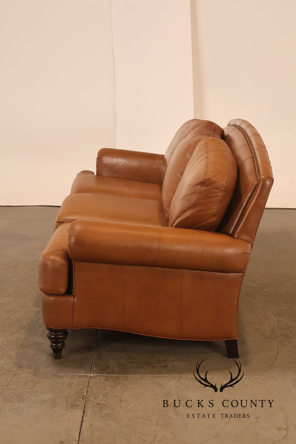 Ethan Allen 'Hyde' Three-Seat Leather Sofa