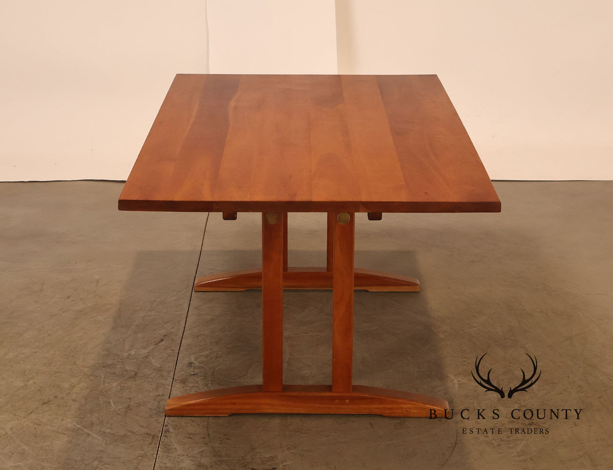 Stickley Cherry Double Pedestal Extension Dining Table With Two Leaves