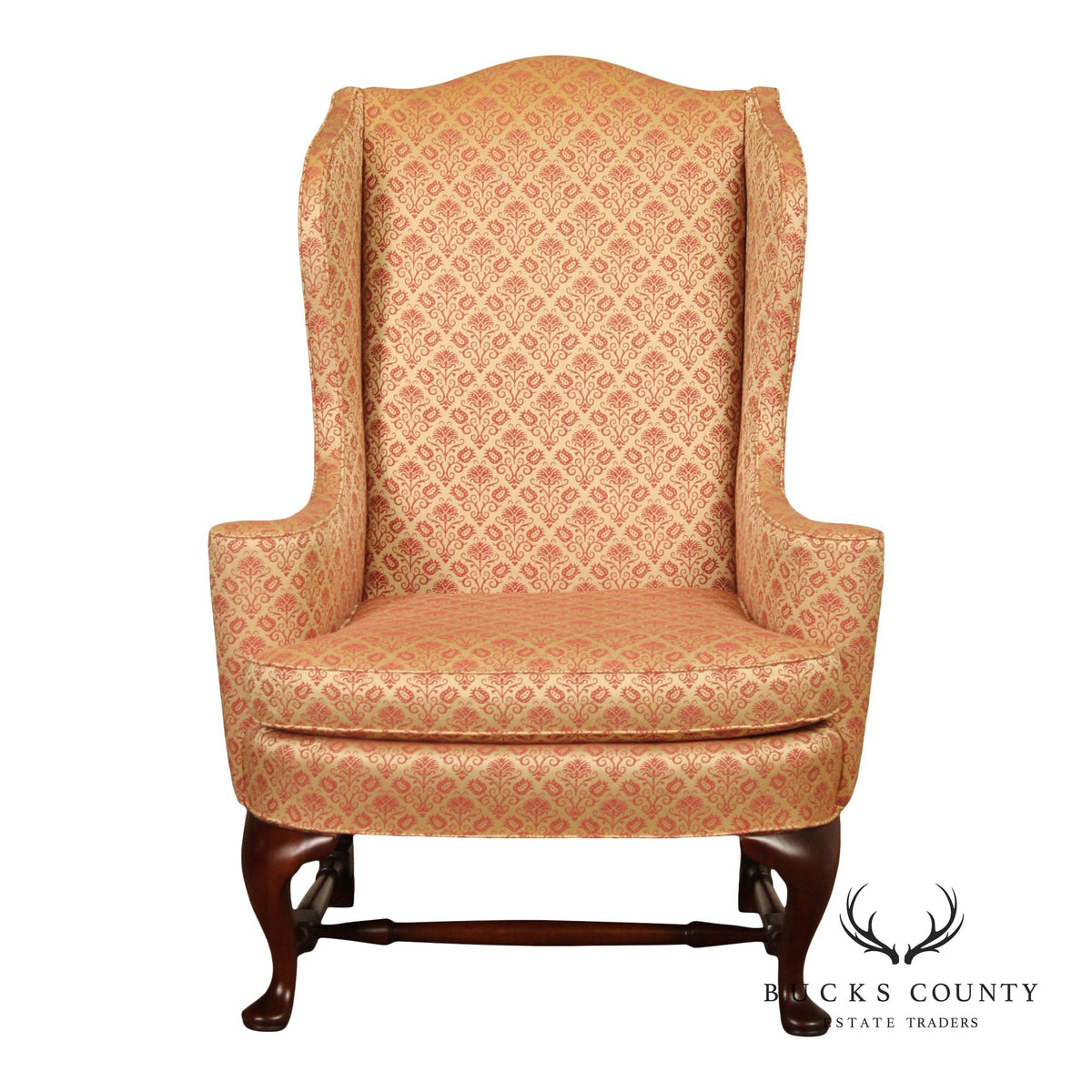 Hickory Chair Queen Anne Style Mahogany Wingback Armchair