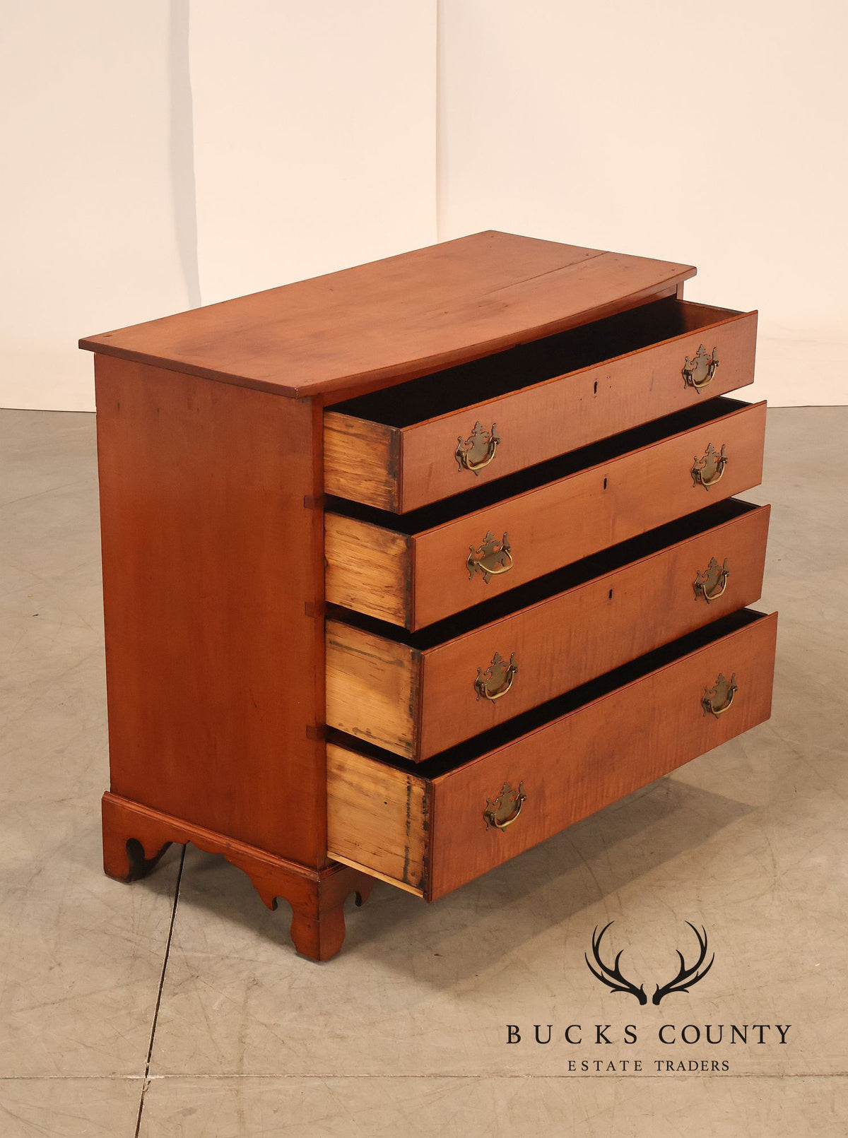 Antique American Chippendale Tiger Maple Chest