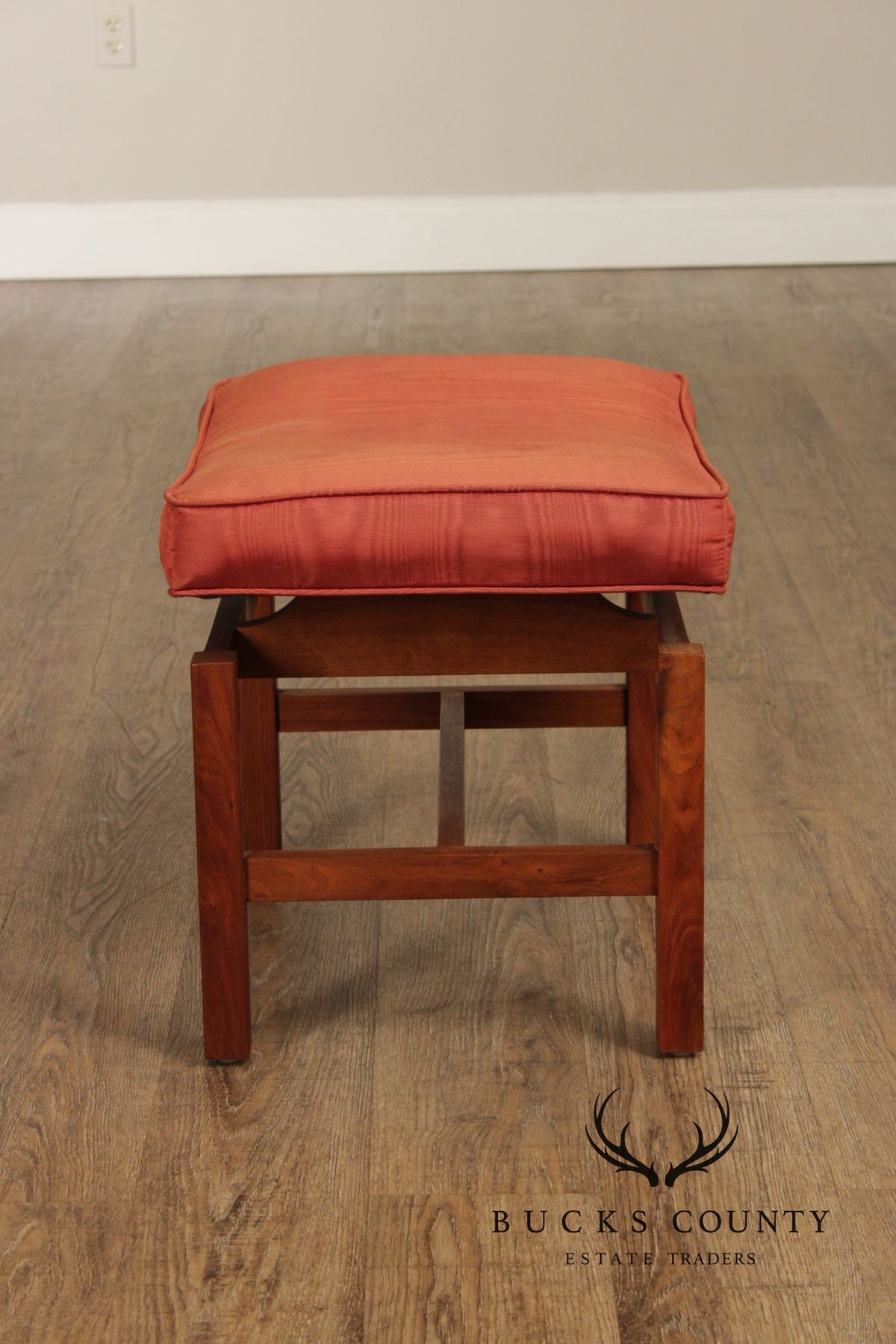 Jens Risom Mid Century Modern Pair Of Walnut Stools