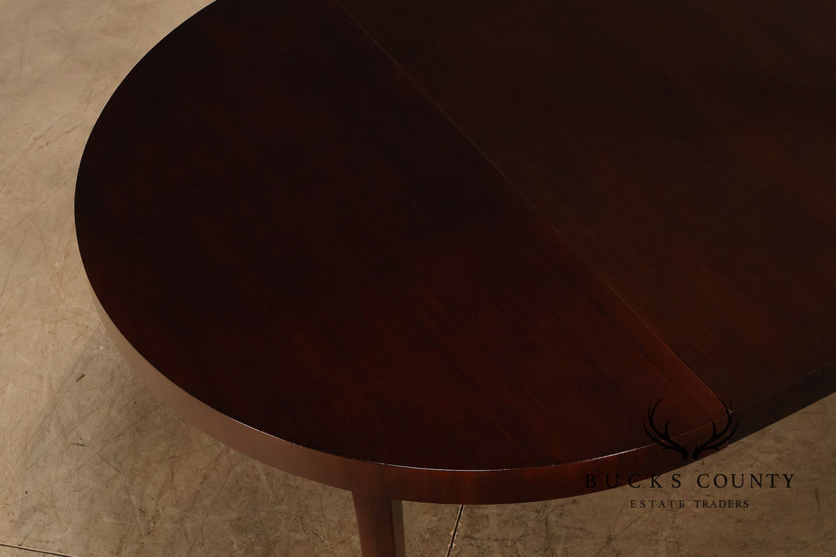 Dunbar Mid Century Modern Round Mahogany Extension Dining Table With Three Leaves