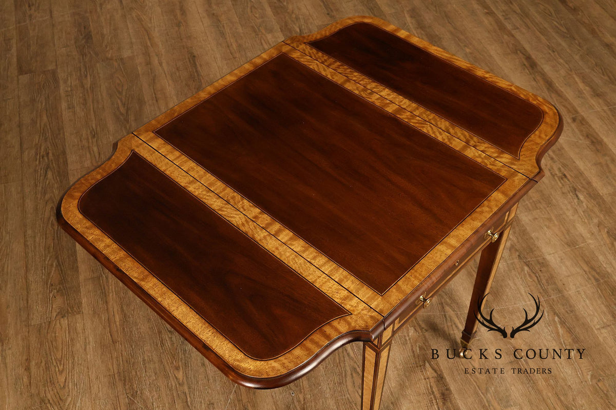 Henredon Historic Natchez Collection Mahogany And Burl Drop Leaf Pembroke Side Table