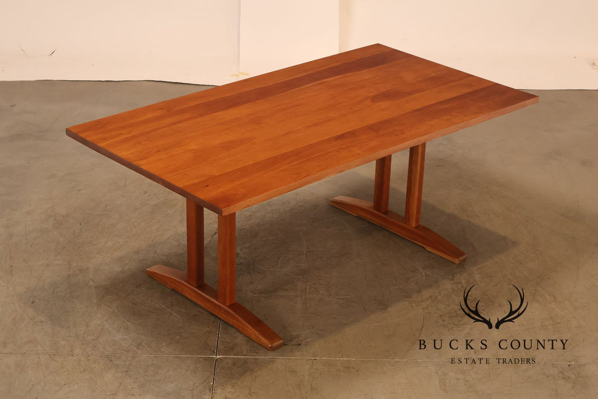 Stickley Cherry Double Pedestal Extension Dining Table With Two Leaves