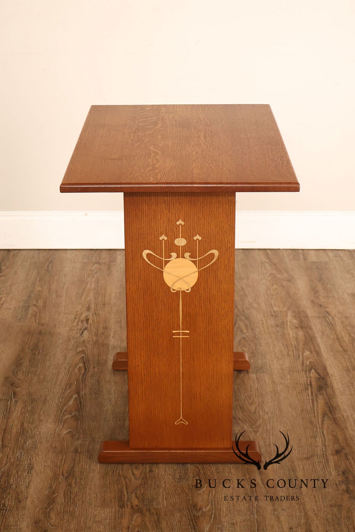 Stickley Mission Collection Harvey Ellis Inlaid Oak Tiered Occasional Table