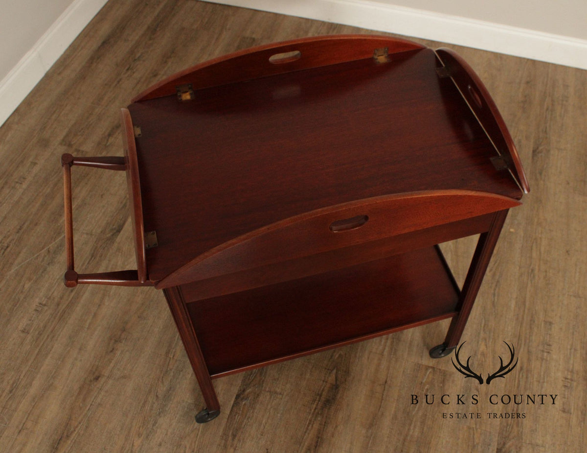 Chippendale Style Vintage Mahogany Butler's Tray Bar Cart