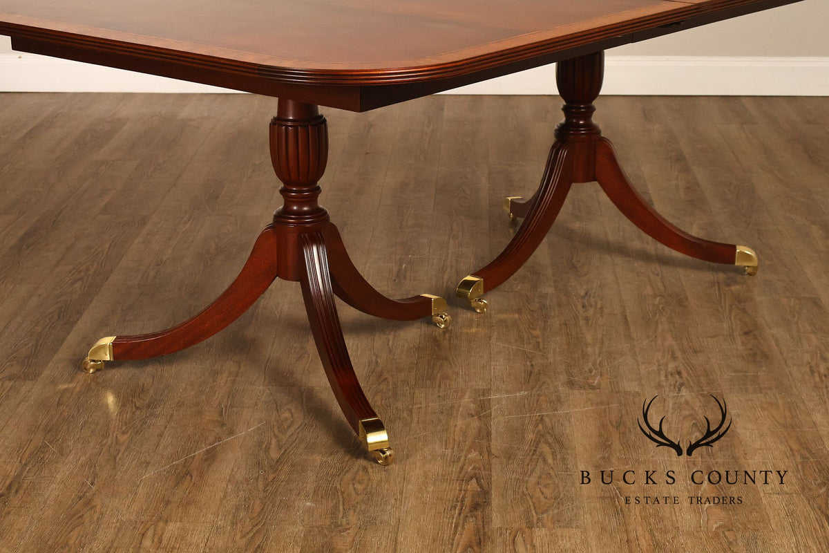 Craftique Mahogany Dining Table With Satin Wood Banding- 4 Leaves