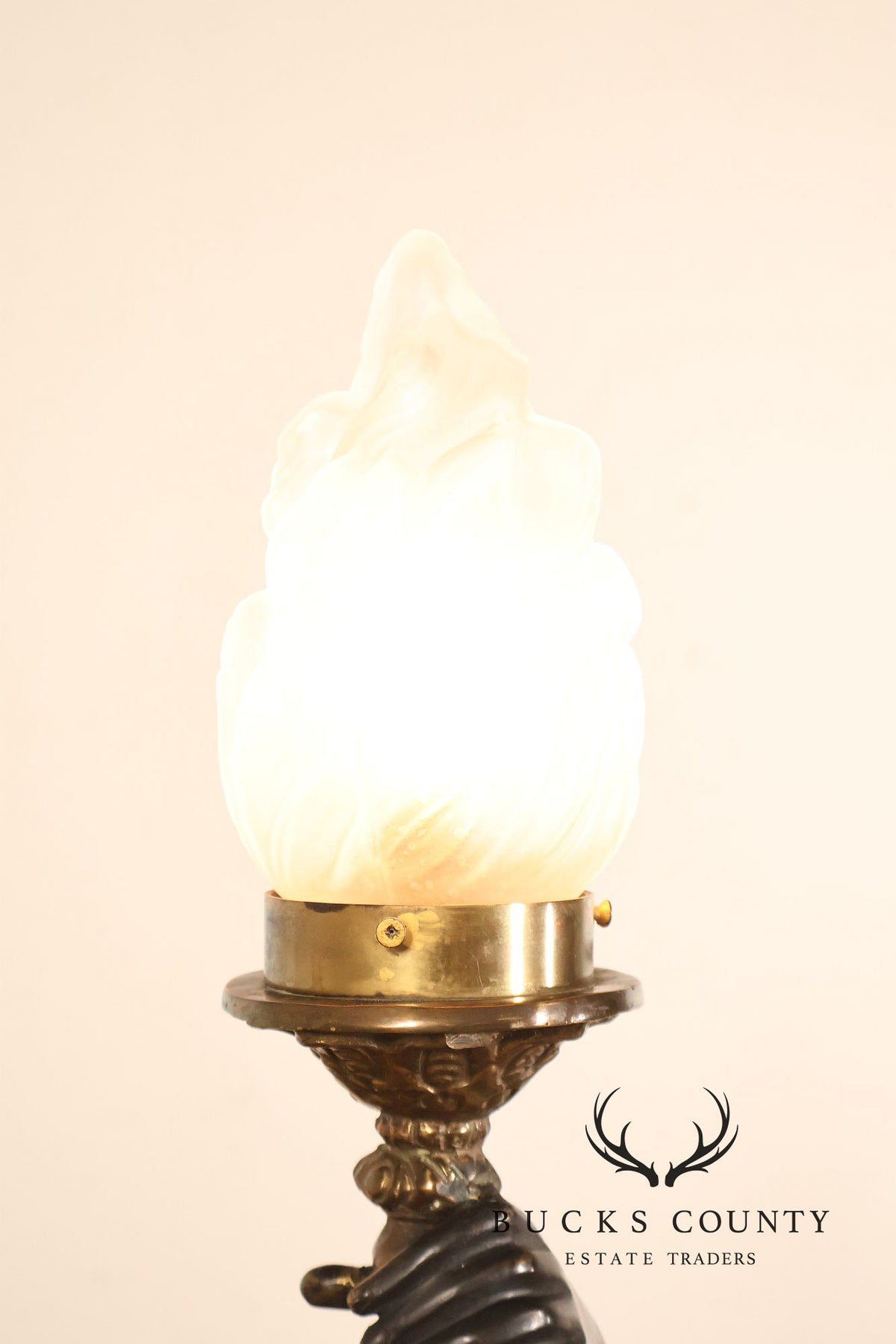 Neoclassical Style Pair Of Bronze Figural Torchere Floor Lamps