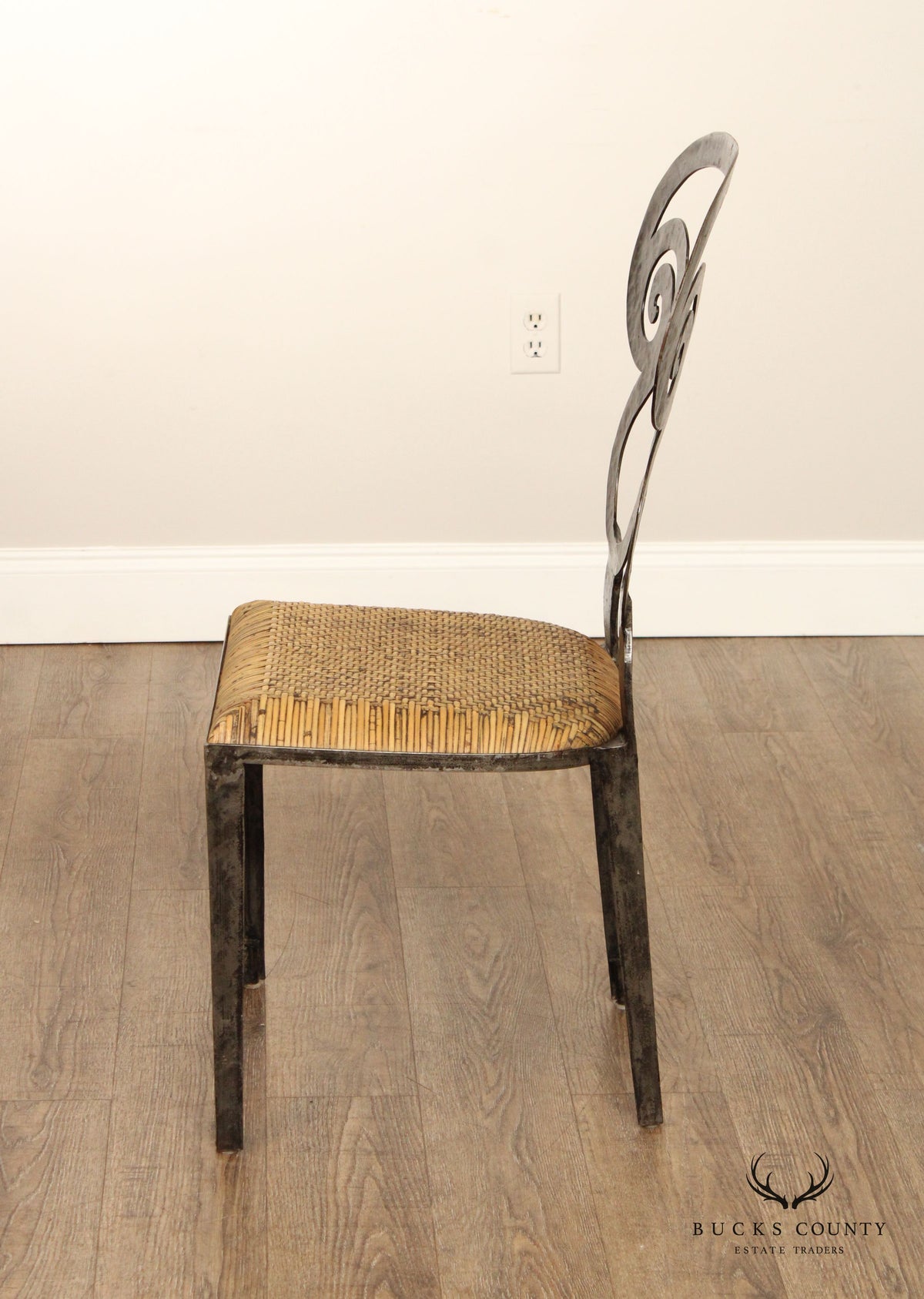 Biedermeir Style Pair Of Forged Iron Frame dining Chairs (originally set of 4)