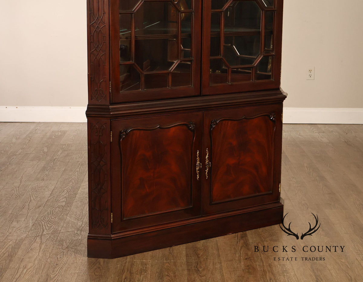 Henkel Harris Chippendale Style Genuine Mahogany Corner Cabinet