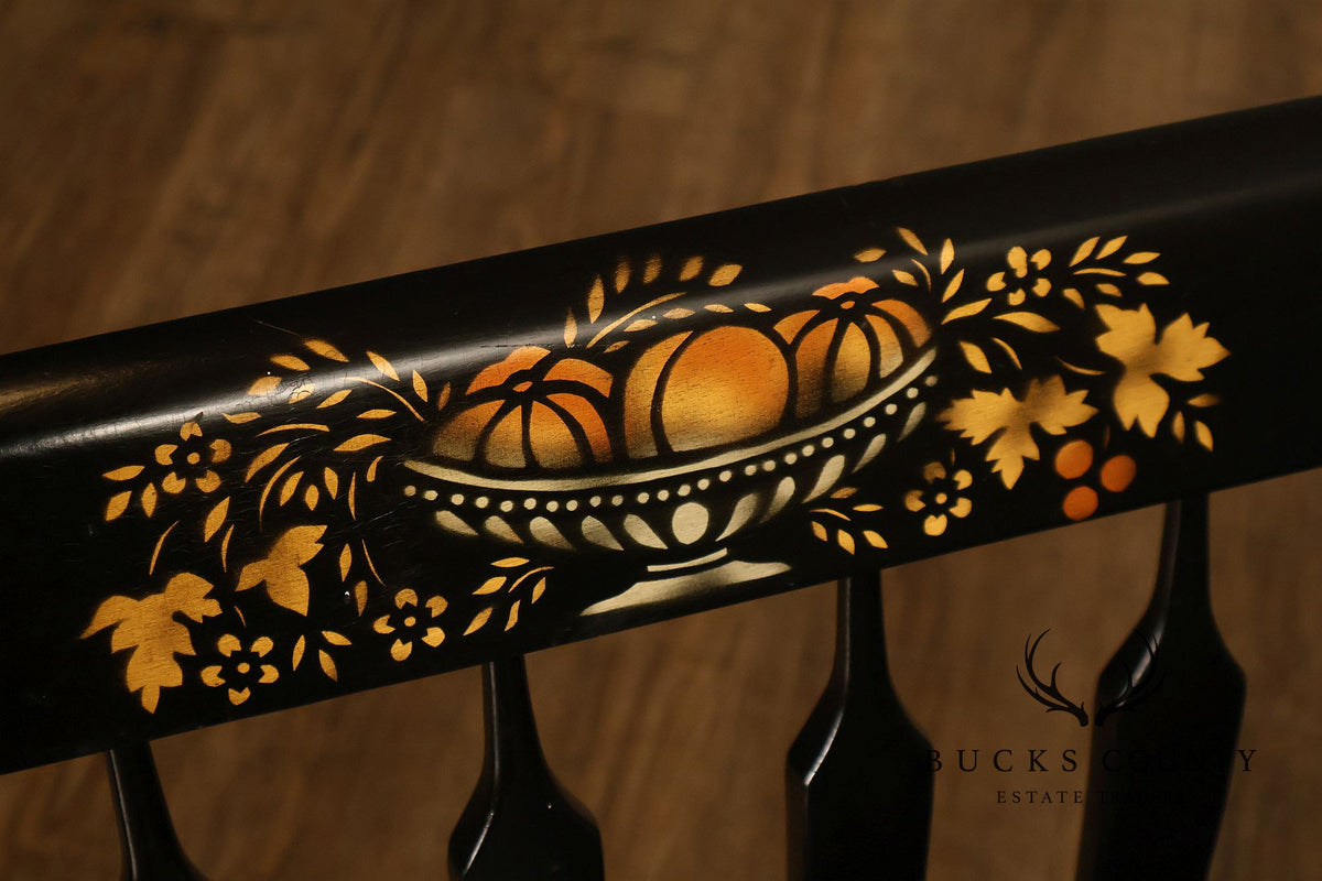 Nichols & Stone Black Stenciled Windsor Bench