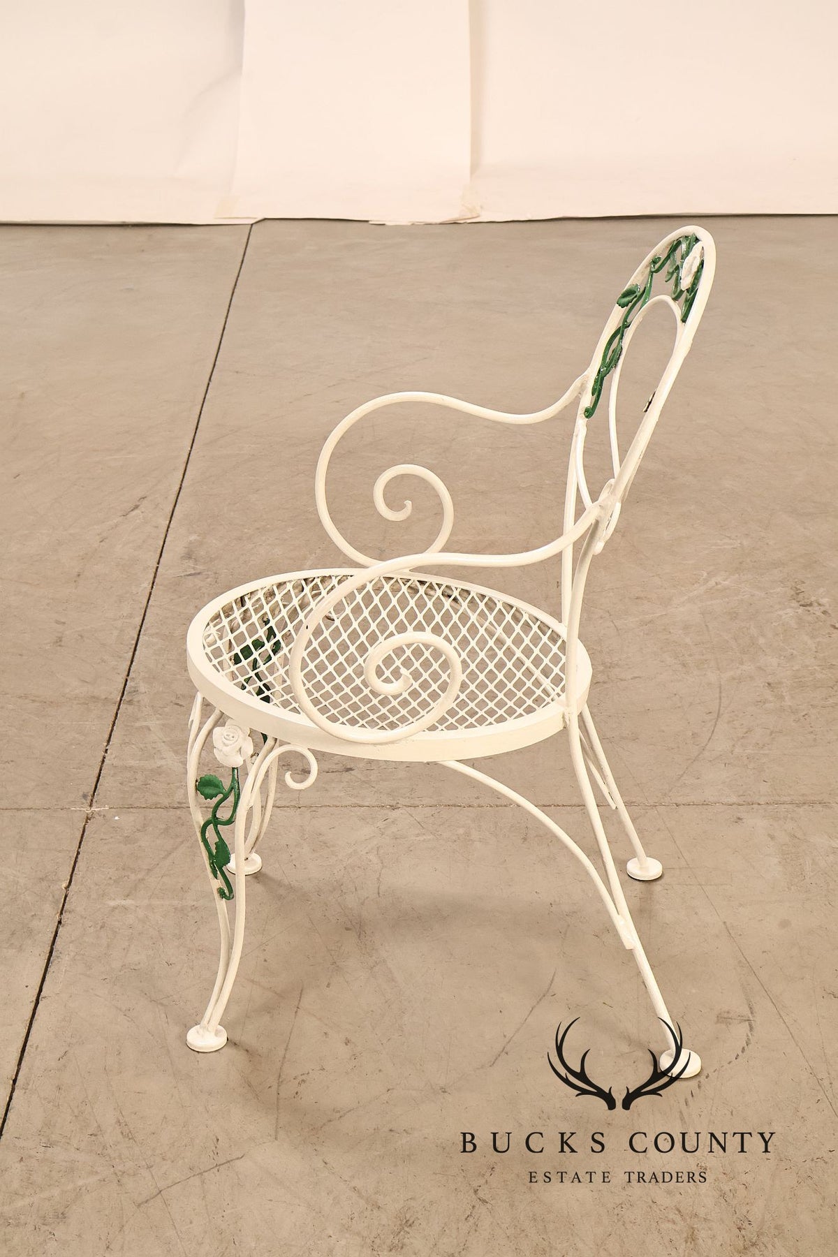 Woodard 'Chantilly Rose' Set of Four Wrought Iron Patio Dining Chairs