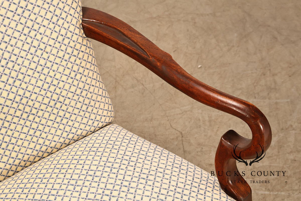 Queen Anne Style Pair of Mahogany Armchairs