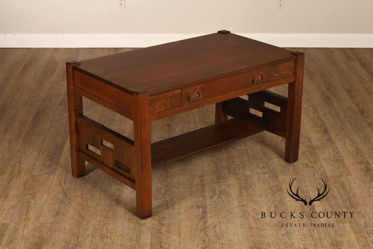 Antique Arts & Crafts Library Table Writing Desk