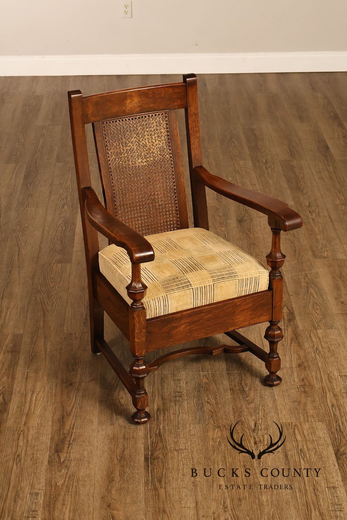 Rittercraft Arts & Crafts Cane Back Oak Armchair