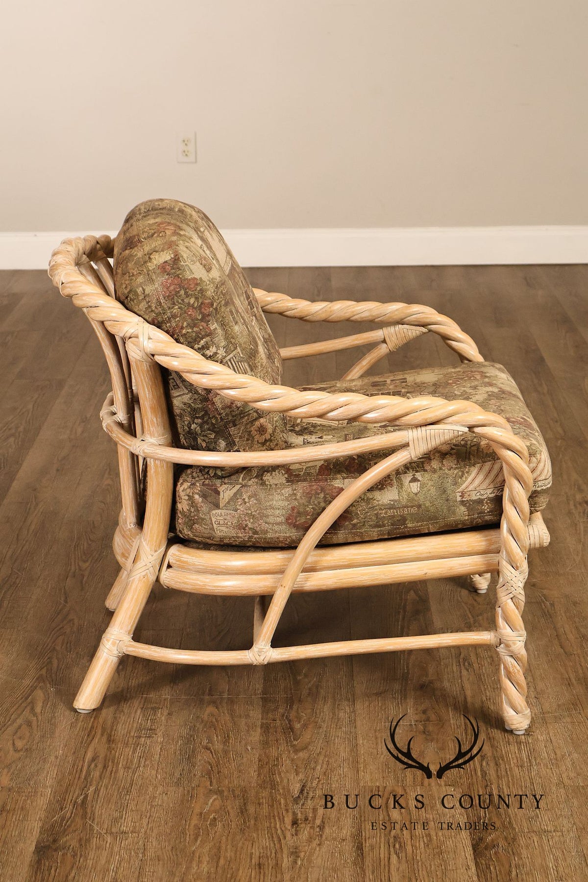 Vintage McGuire Pair of Twisted Rattan Lounge Chairs