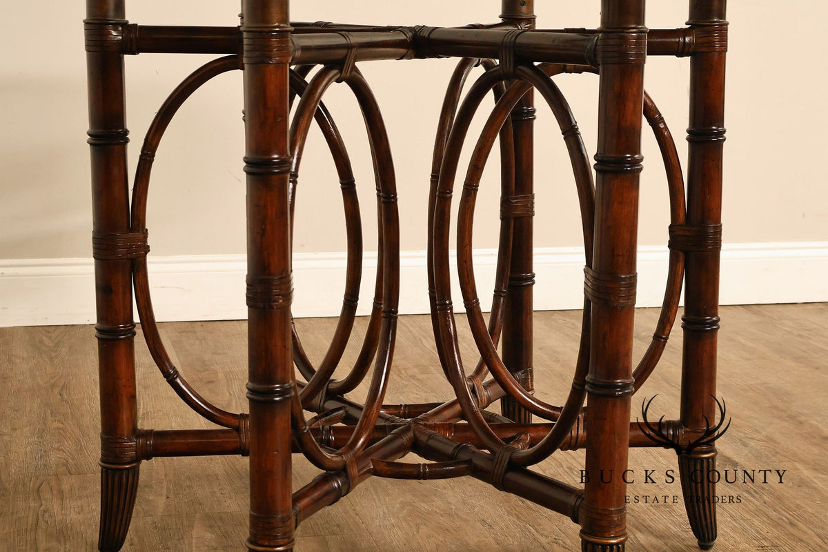 Faux Bamboo Base 48" Round Glass Top Dining Table