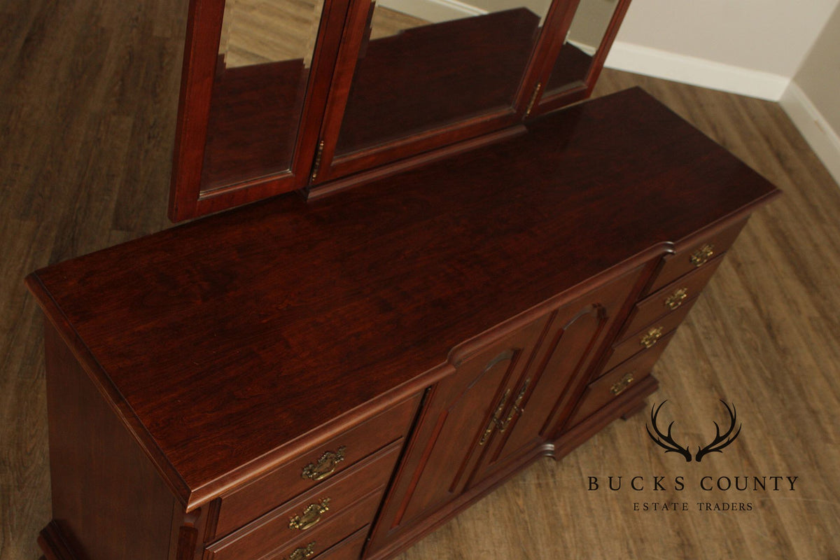 Pennsylvania House Chippendale Style Cherry Long Dresser with Mirror
