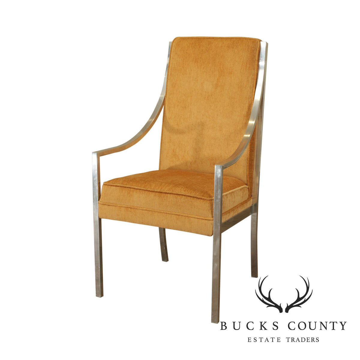 Mid Century Modern Aluminum Frame Upholstered Armchair