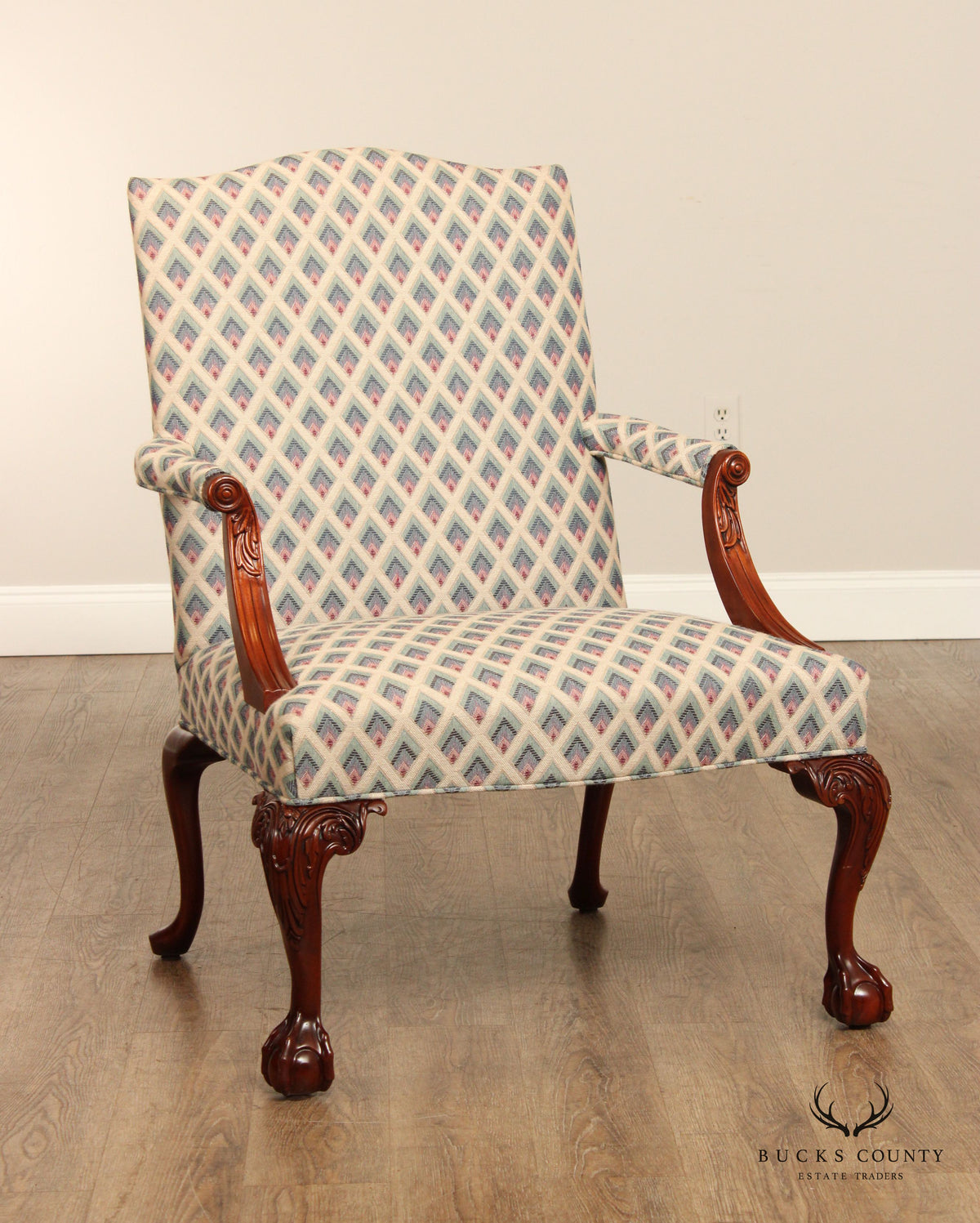 Southwood Chippendale Style Carved Mahogany Armchair