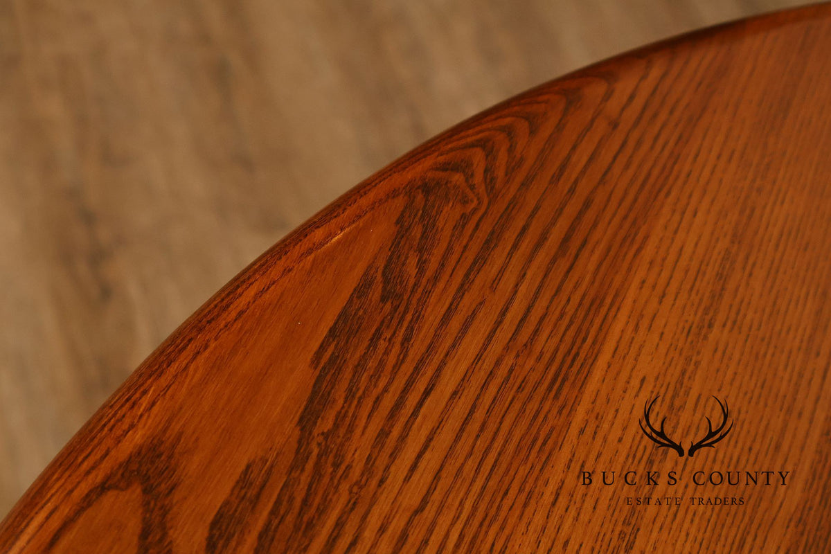 Vintage 42 Inch Oak Round Pedestal Dining Table With Leaf