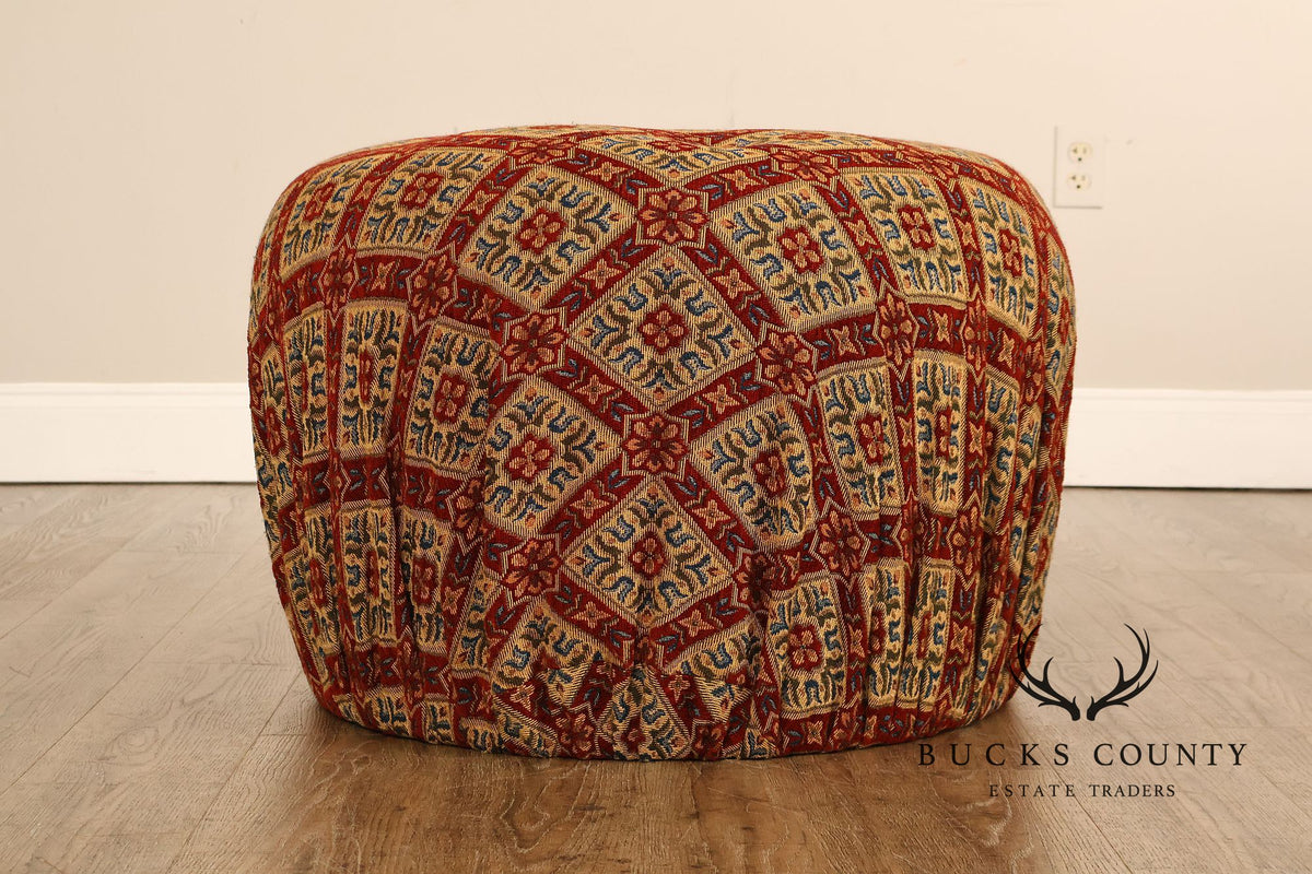 Moroccan Style Upholstered Pouf Ottoman