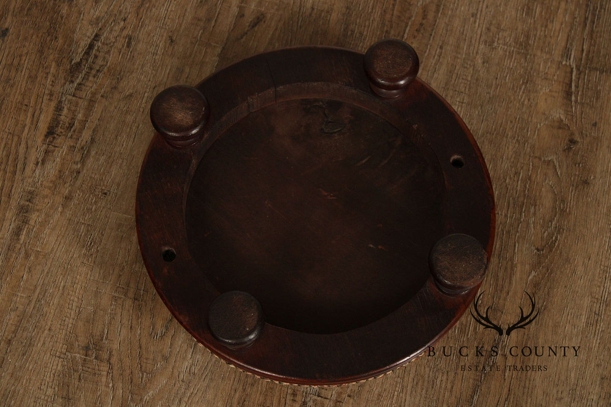 Antique Victorian Low Round Foot Stool