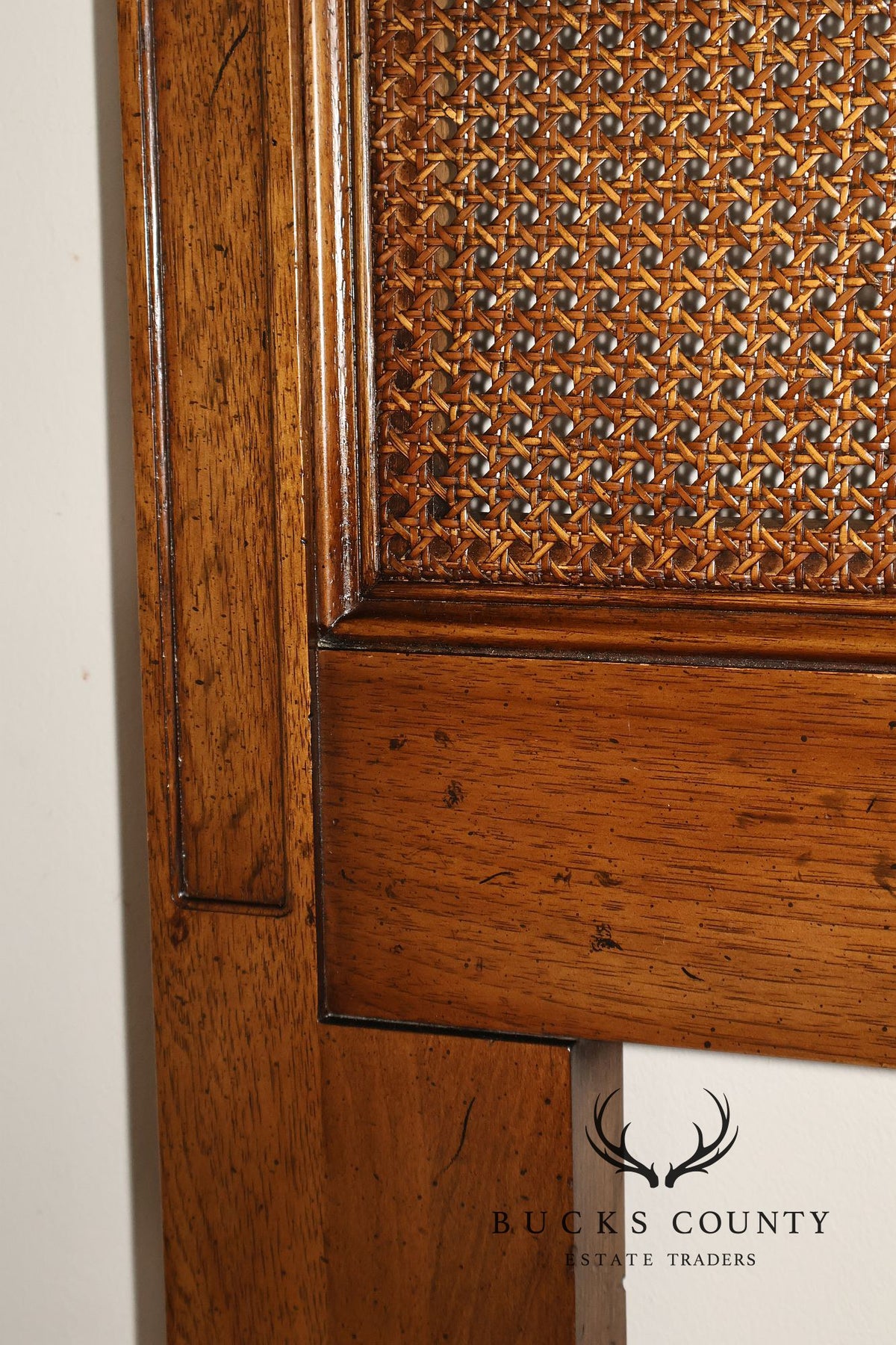 Henredon French Country Style King Size Caned Headboard