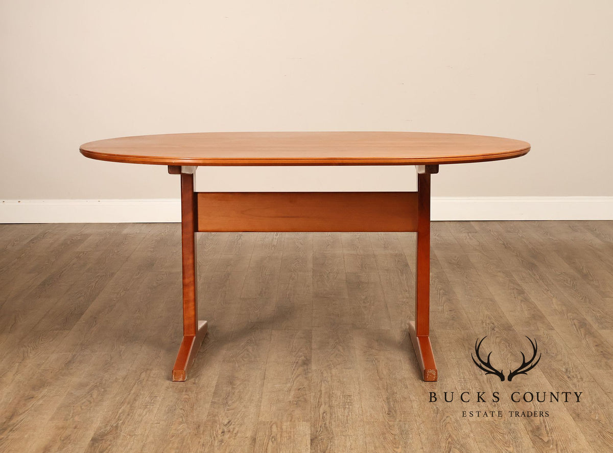 Mid Century Modern Oval Wood Dining Table With Trestle Base