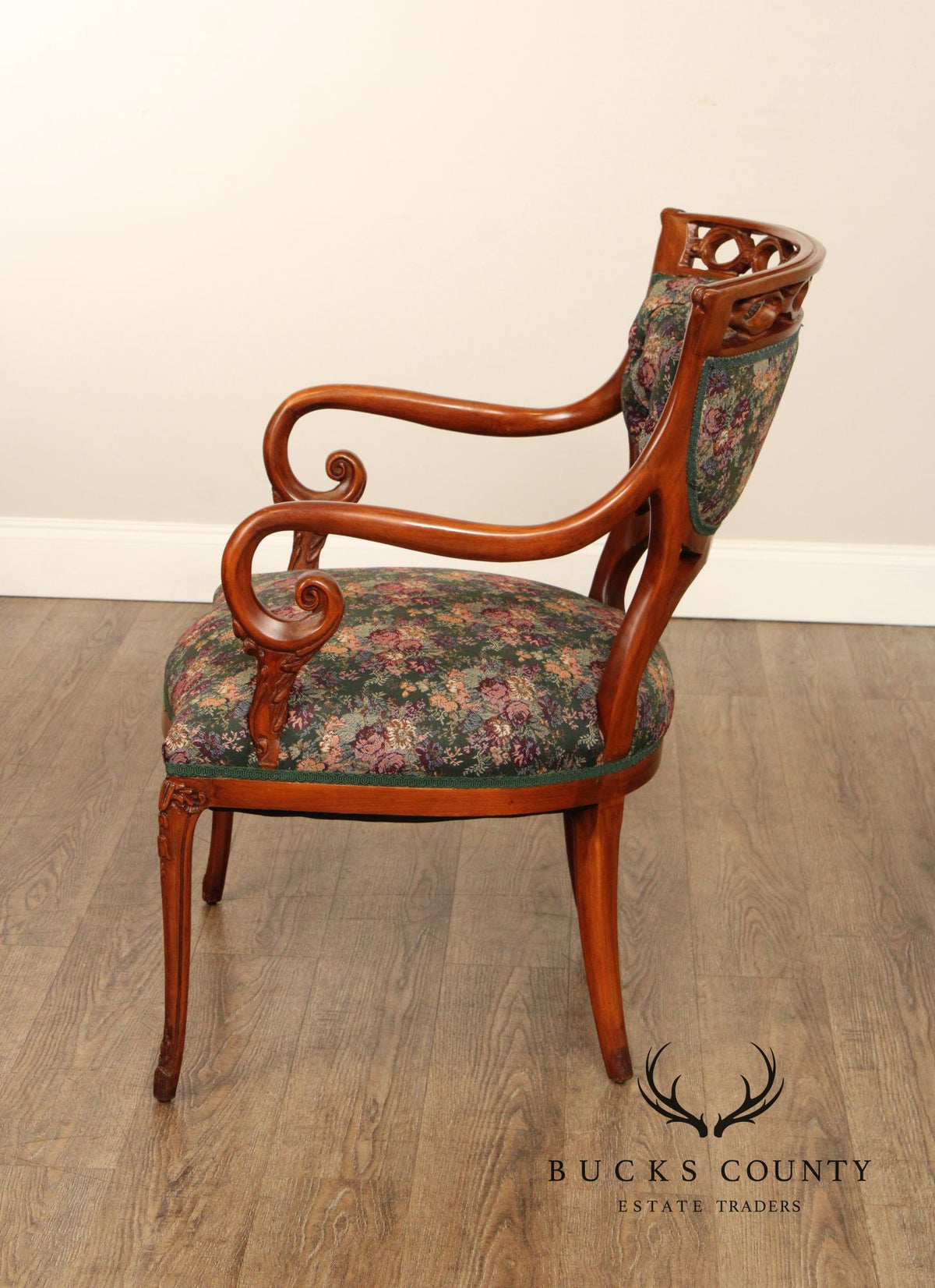 Regency Style Pair of Carved Parlor Armchairs