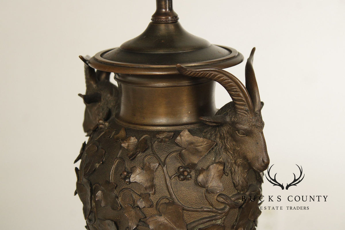 Benedetto Boschetti Classical Style Pair of Bronze Urn Table Lamps