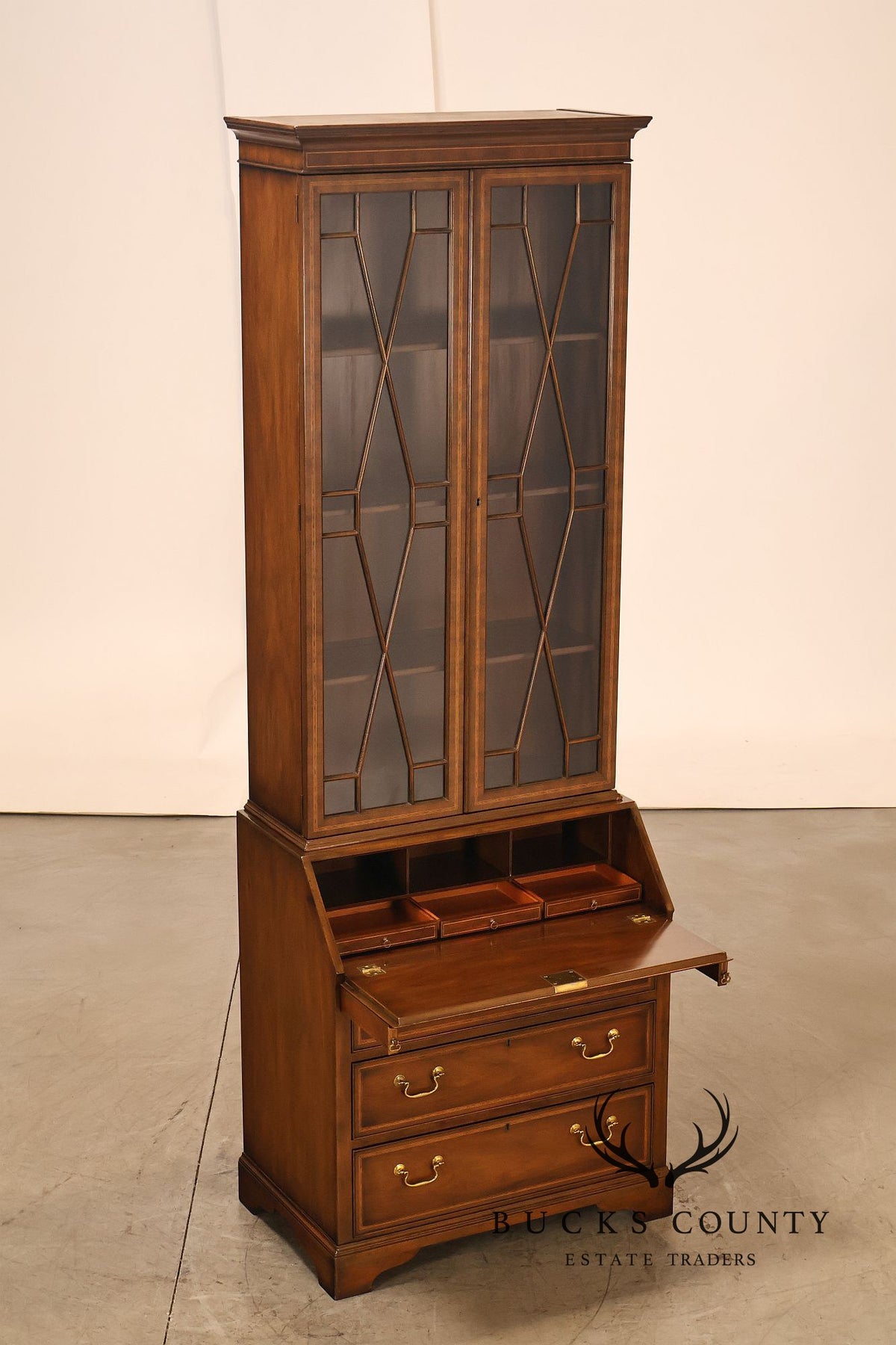 Kittinger Georgian Style Mahogany Secretary Bookcase