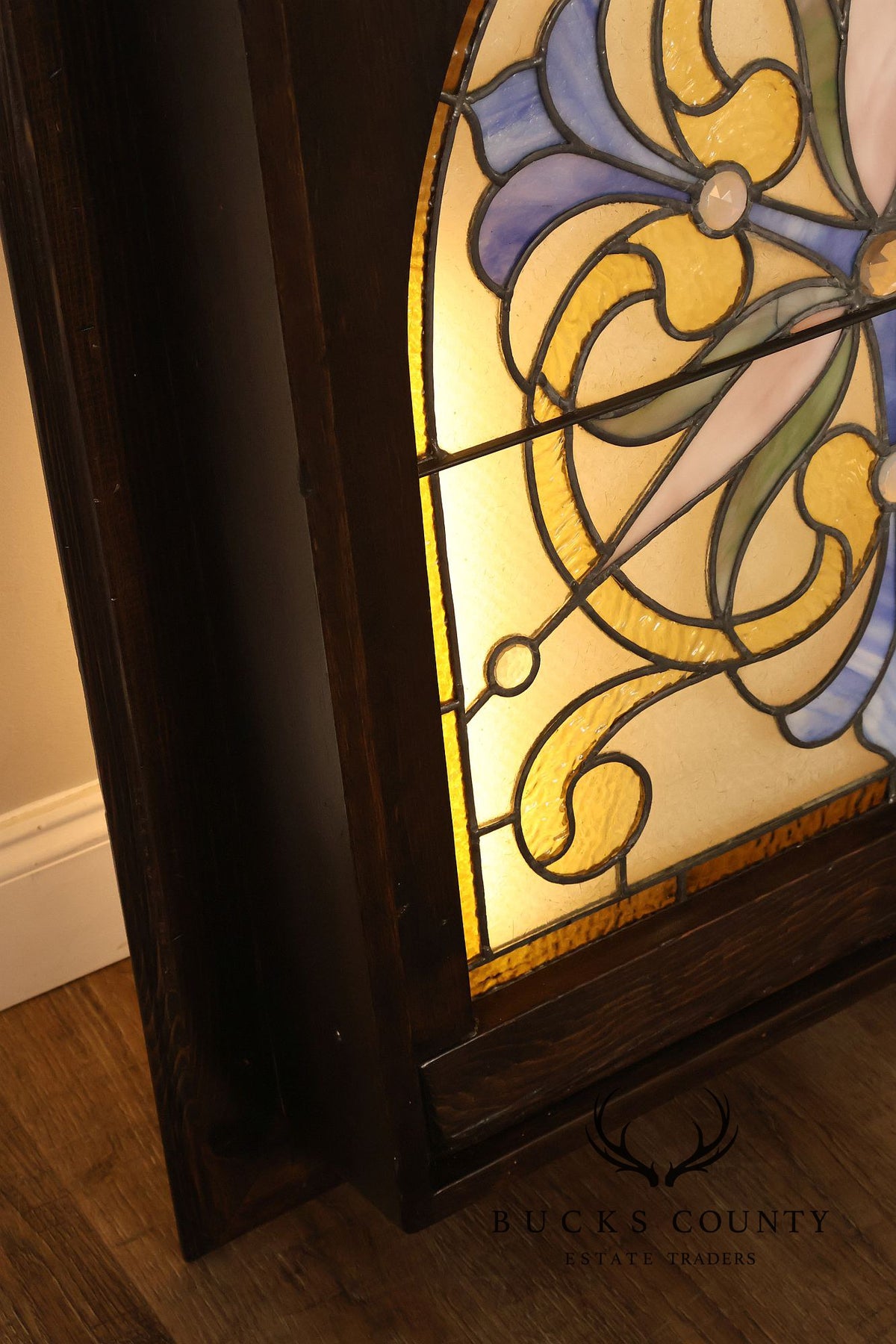 Illuminated Stained Glass Decorative Wall Panel In Wood Frame