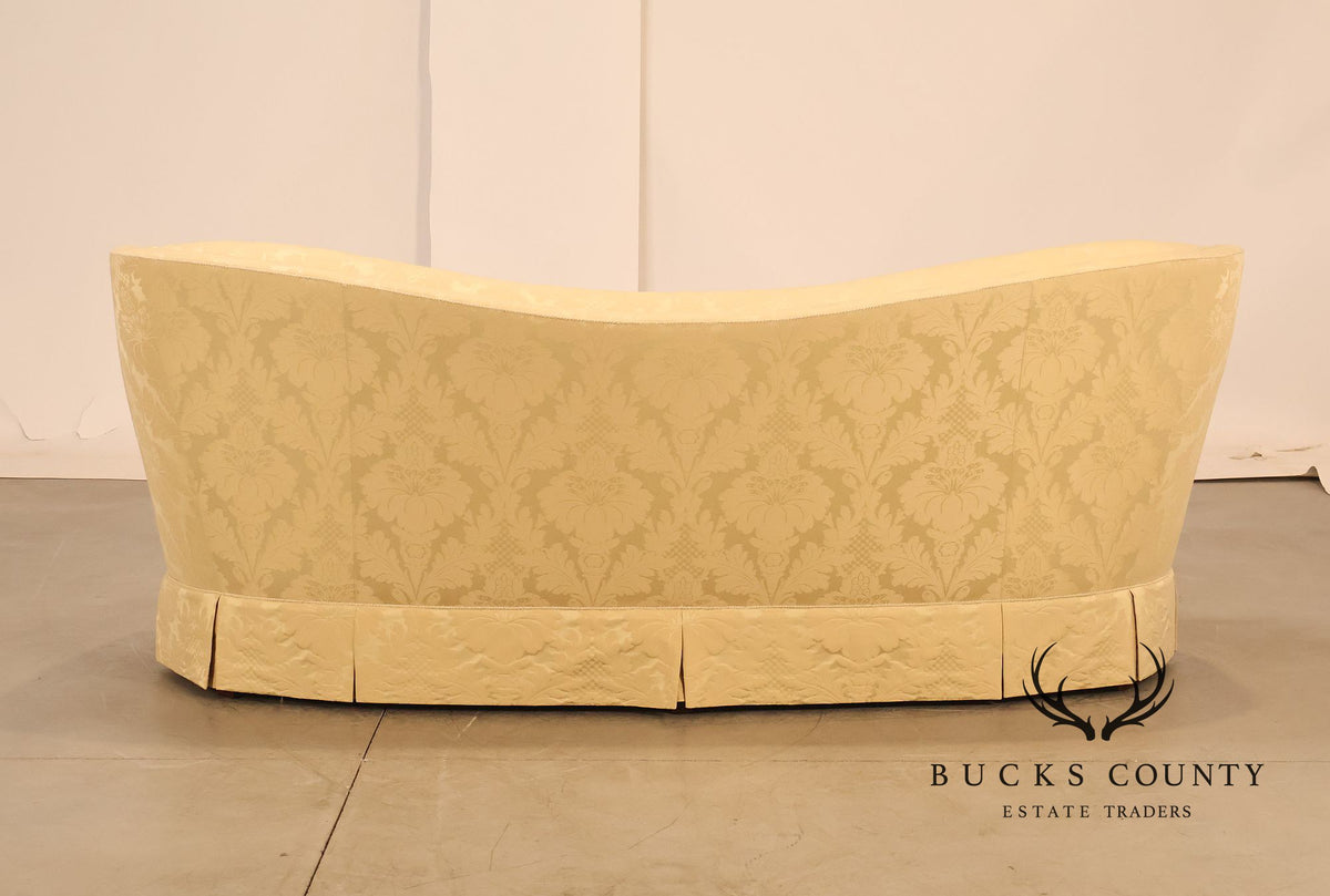 Councill Custom Damask Upholstered Curved Back Sofa