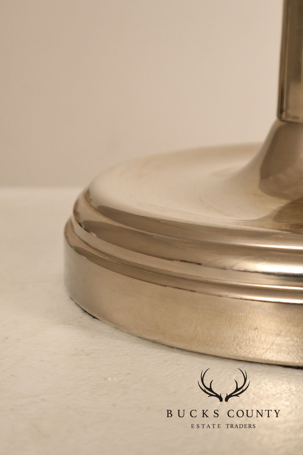 Ralph Lauren Pair of Chrome Candlestick Table Lamps