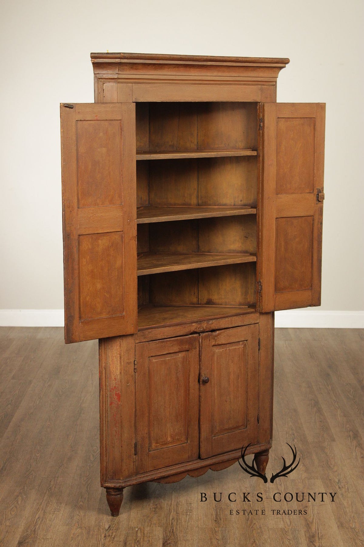 Antique American Primitive Painted Corner Cabinet