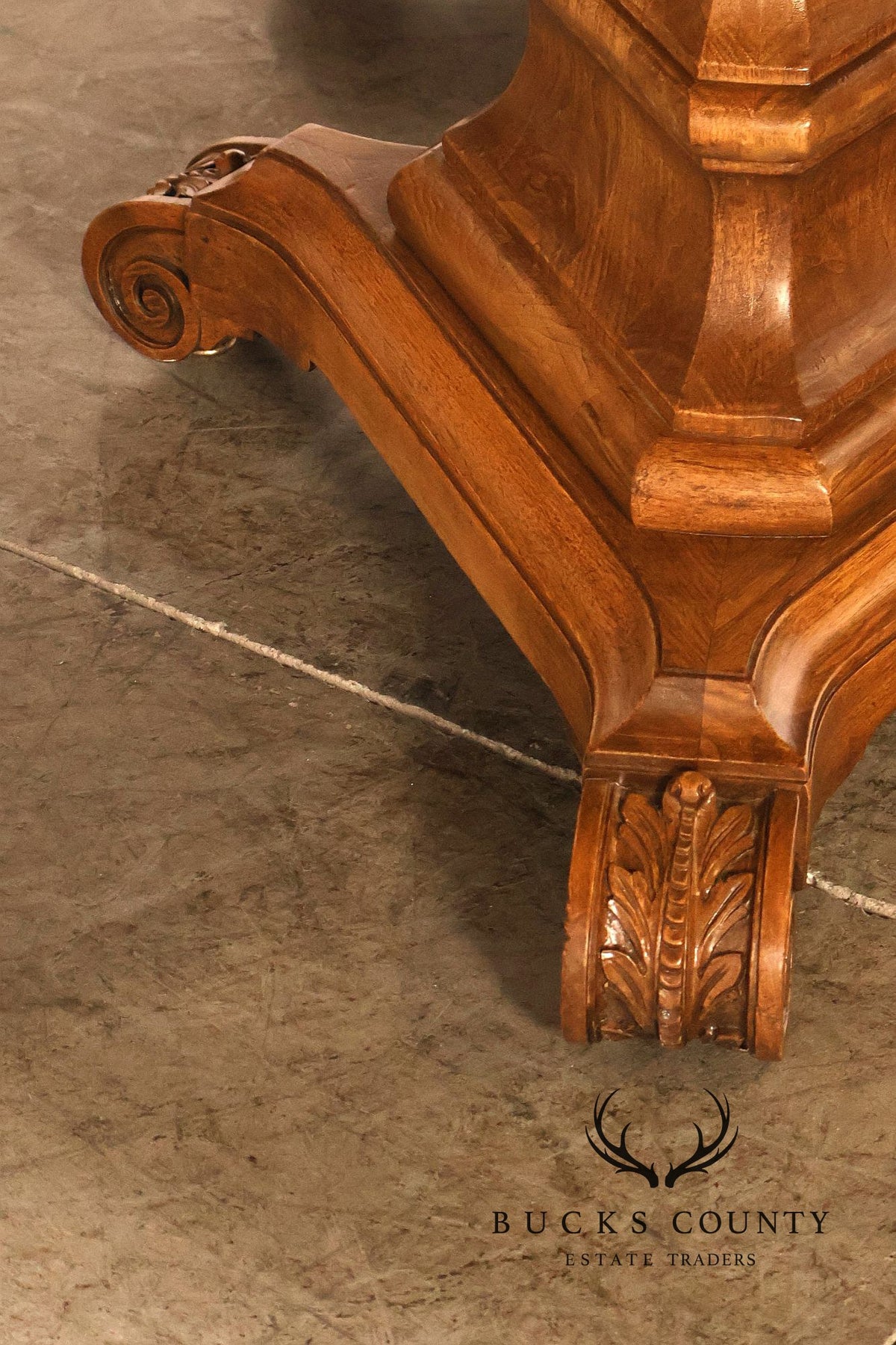 Neoclassical Style Walnut Double Pedestal Dining Table