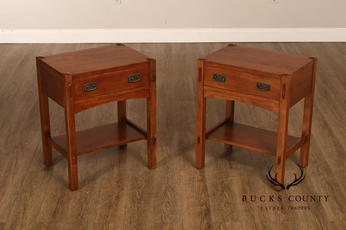 Stickley Mission Collection Pair of Oak One-Drawer Nightstands