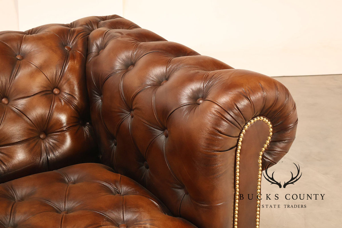 Chesterfield Style Brown Tufted Leather Club Chair