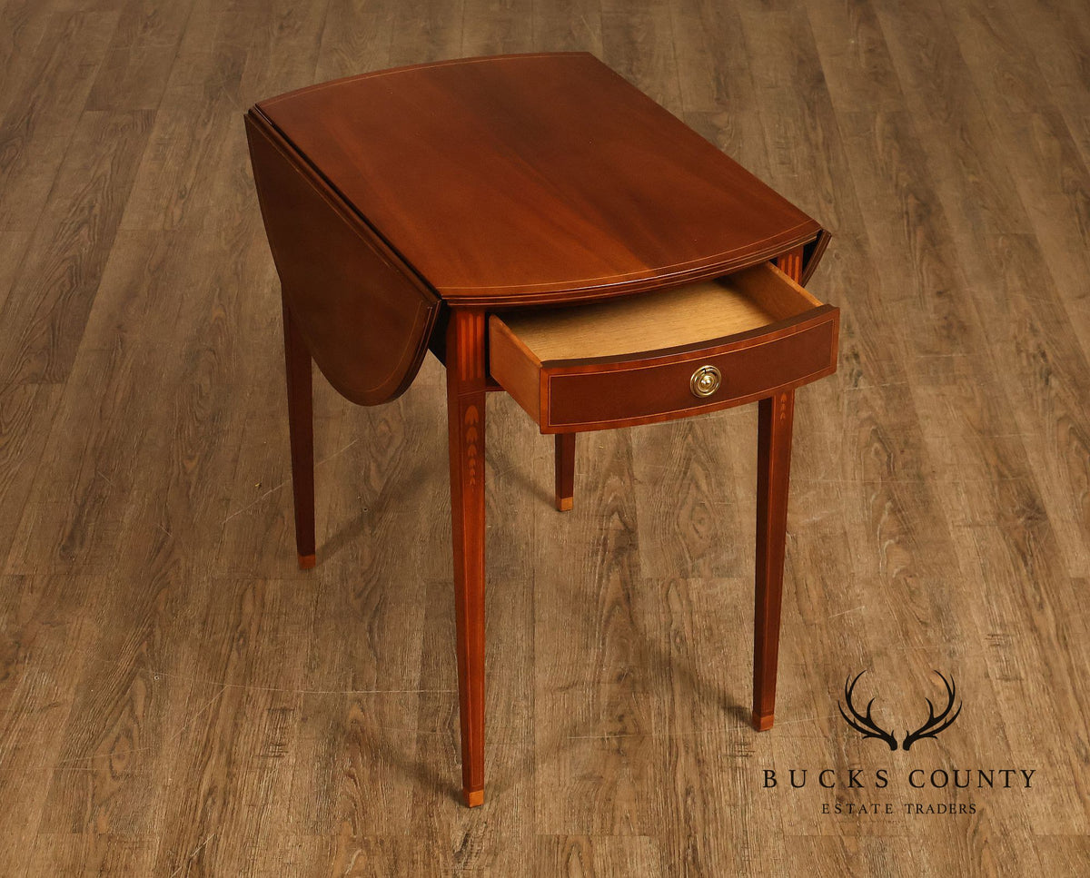 Baker Hepplewhite Style Mahogany Drop-Leaf Side Table