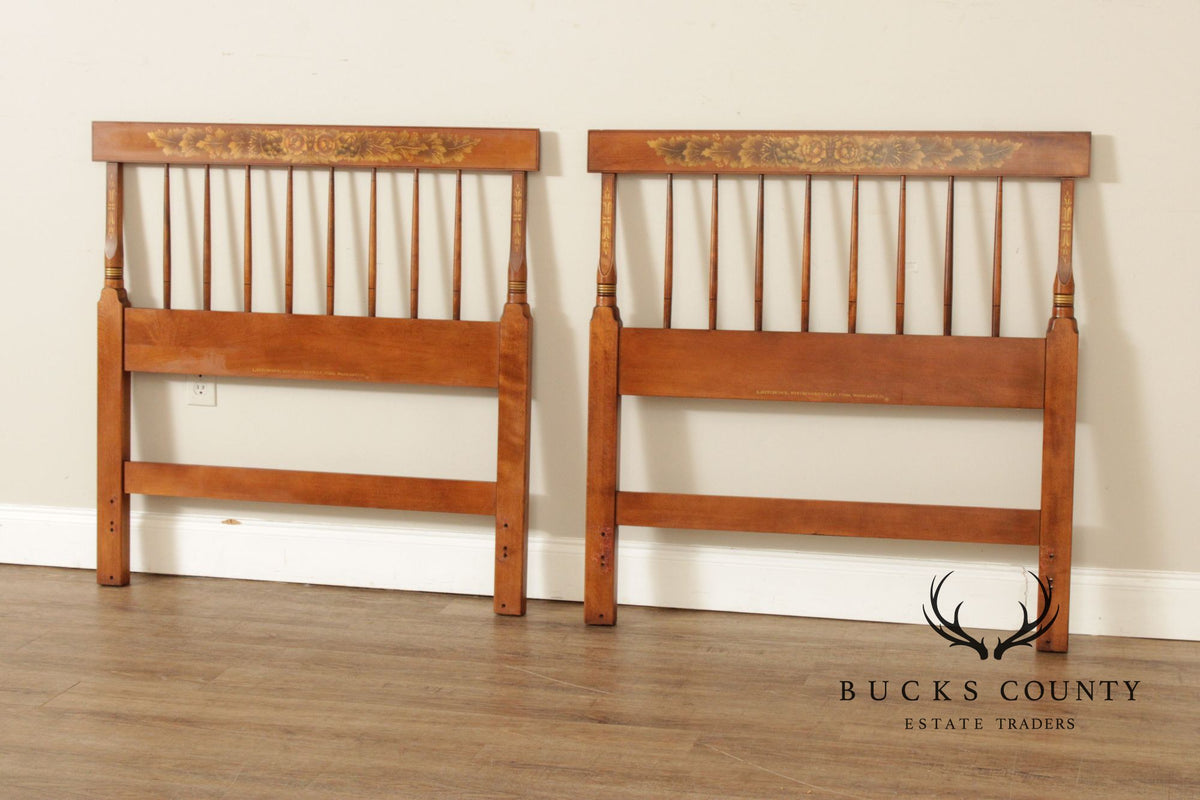 Hitchcock Early American Style Pair of Painted Twin Headboards