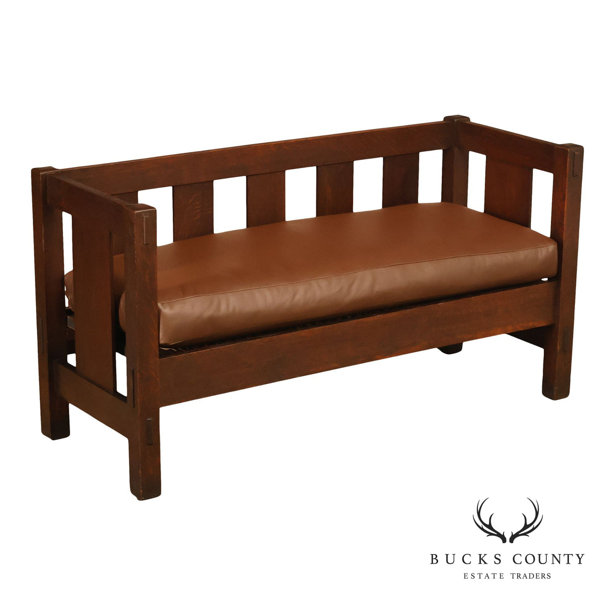 Gustav Stickley Antique Mission Oak Hall Settle Model 205