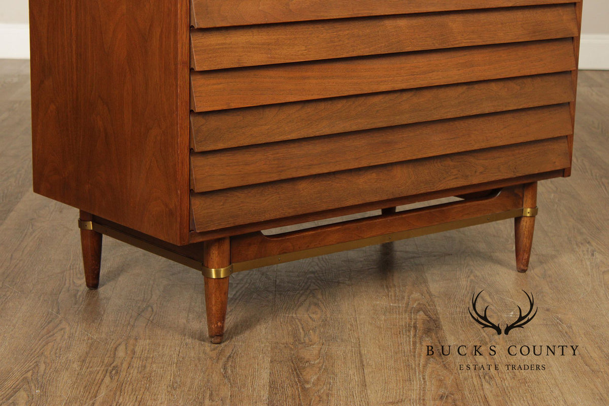 Merton Gershun For American Of Martinsville Mid-Century Modern Walnut Louvered Tall Chest