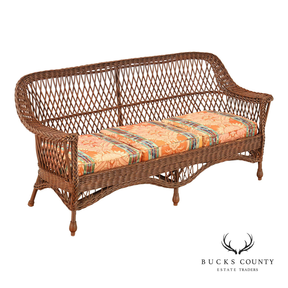 Antique Bar Harbor Style Wicker Sofa