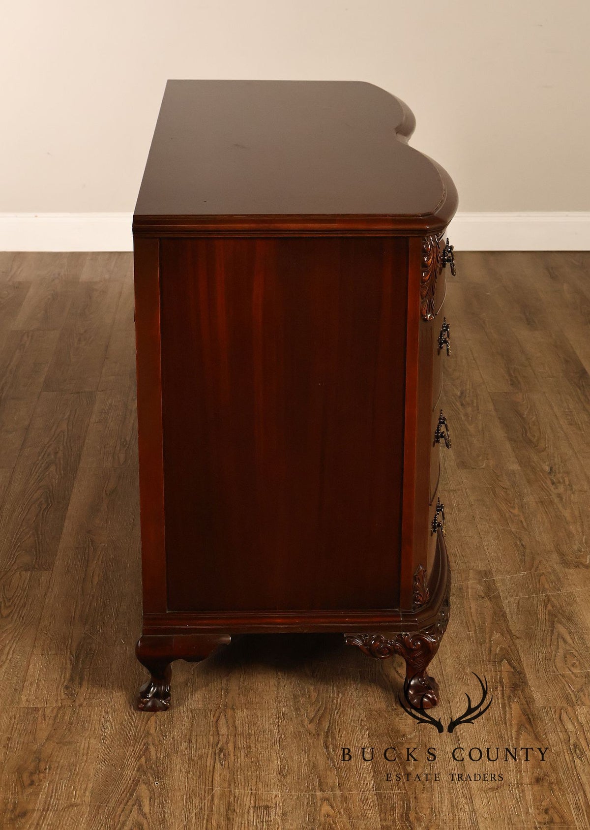 Traditional Mahogany Double Dresser With Carved Claw Feet
