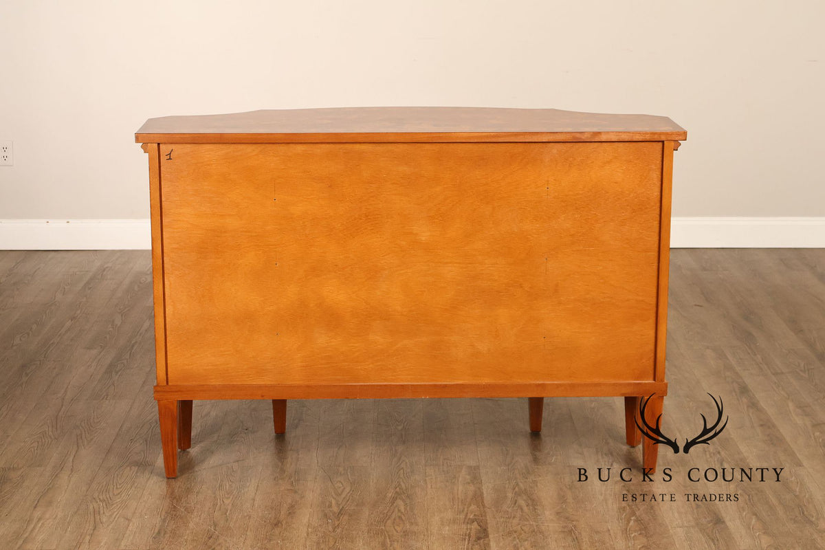 Italian Neoclassical Style Pair of Burl Wood Inlaid Sideboards